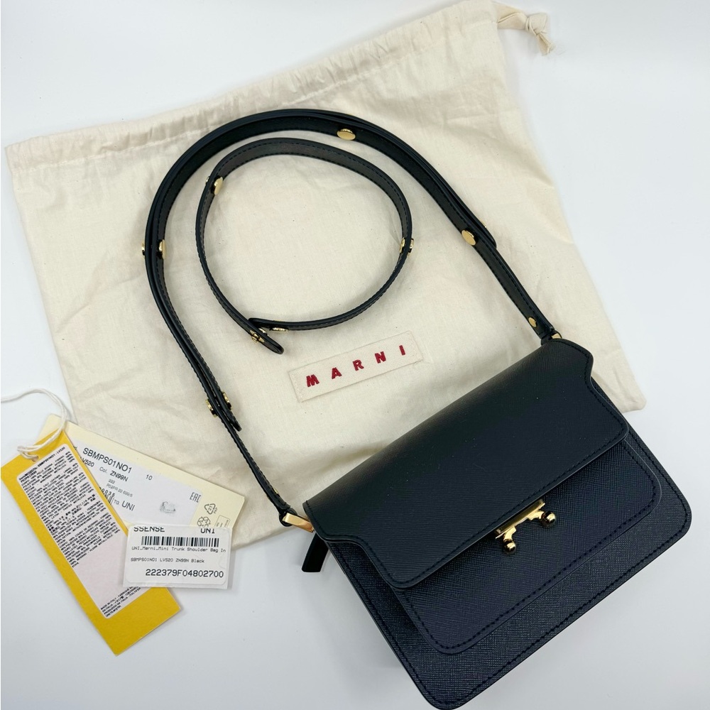Marni Mini Black Saffiano Leather Trunk Bag
